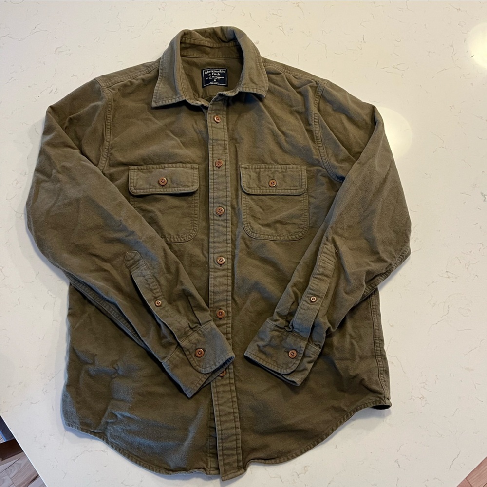 ABERCROMBIE & FITCH green mid-weight flannel shirt